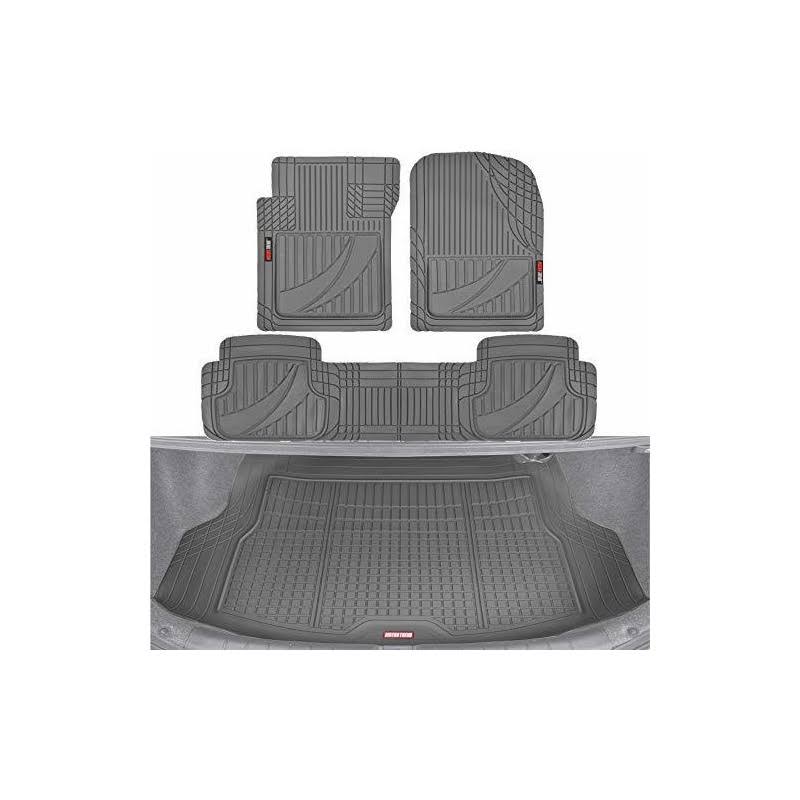 Motor Trend Flextough Advanced Gray Rubber Car Floor Mats With Cargo Liner Full Set - Front & Rear Combo Trim To Fit Floor Mats For Cars Truck QK_UXKZSCSM