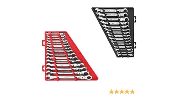 Milwaukee Flex Head Ratcheting Combination Wrench Set Bundel - 2 Items - Metric (8mm - 22mm) - Sae (1/4 - 1) 48-22-9513 48-22-6H_CLNTWMYK