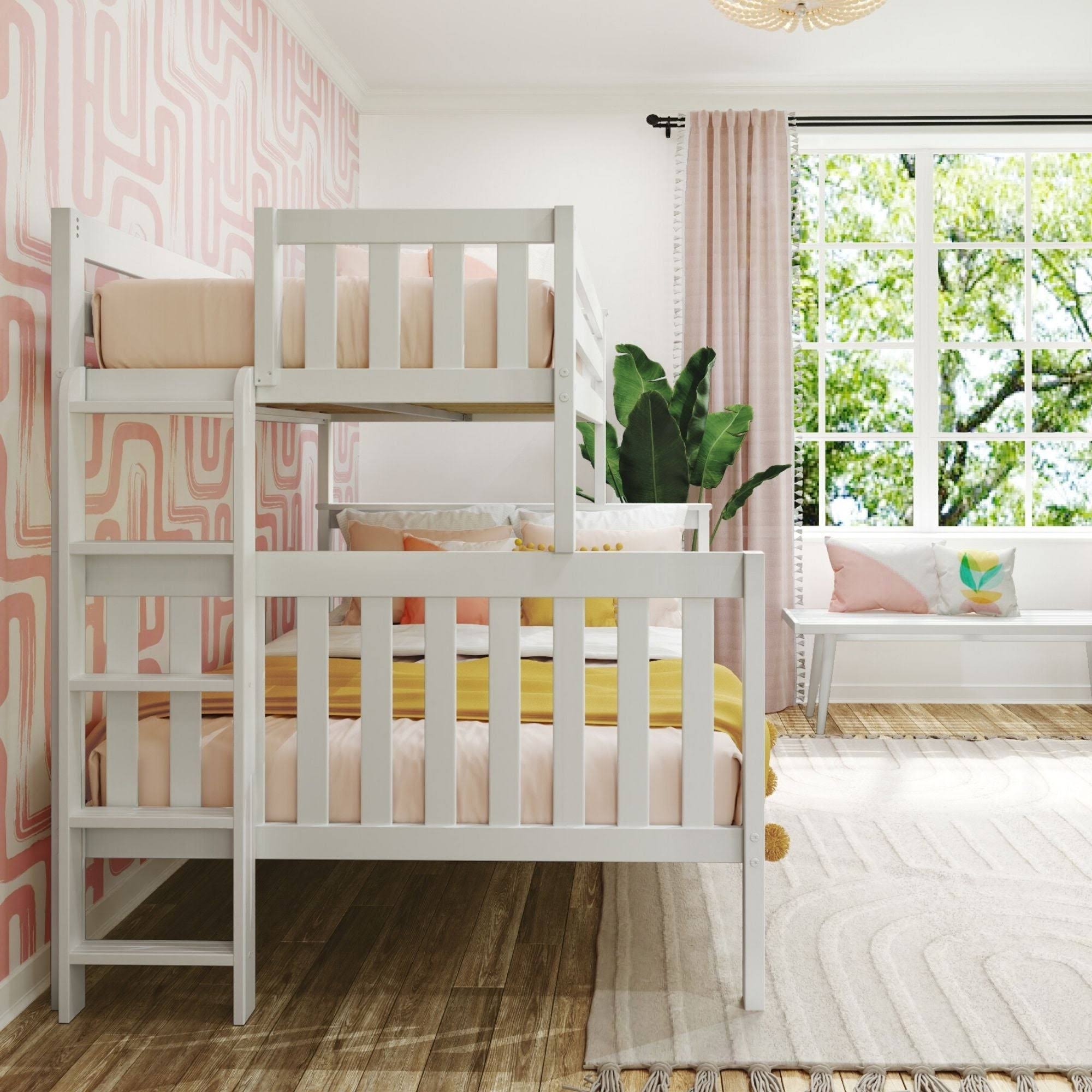 Twin Over Full Bunk Bed With Ladder On End - White | Max & J6_TVWXJA8L