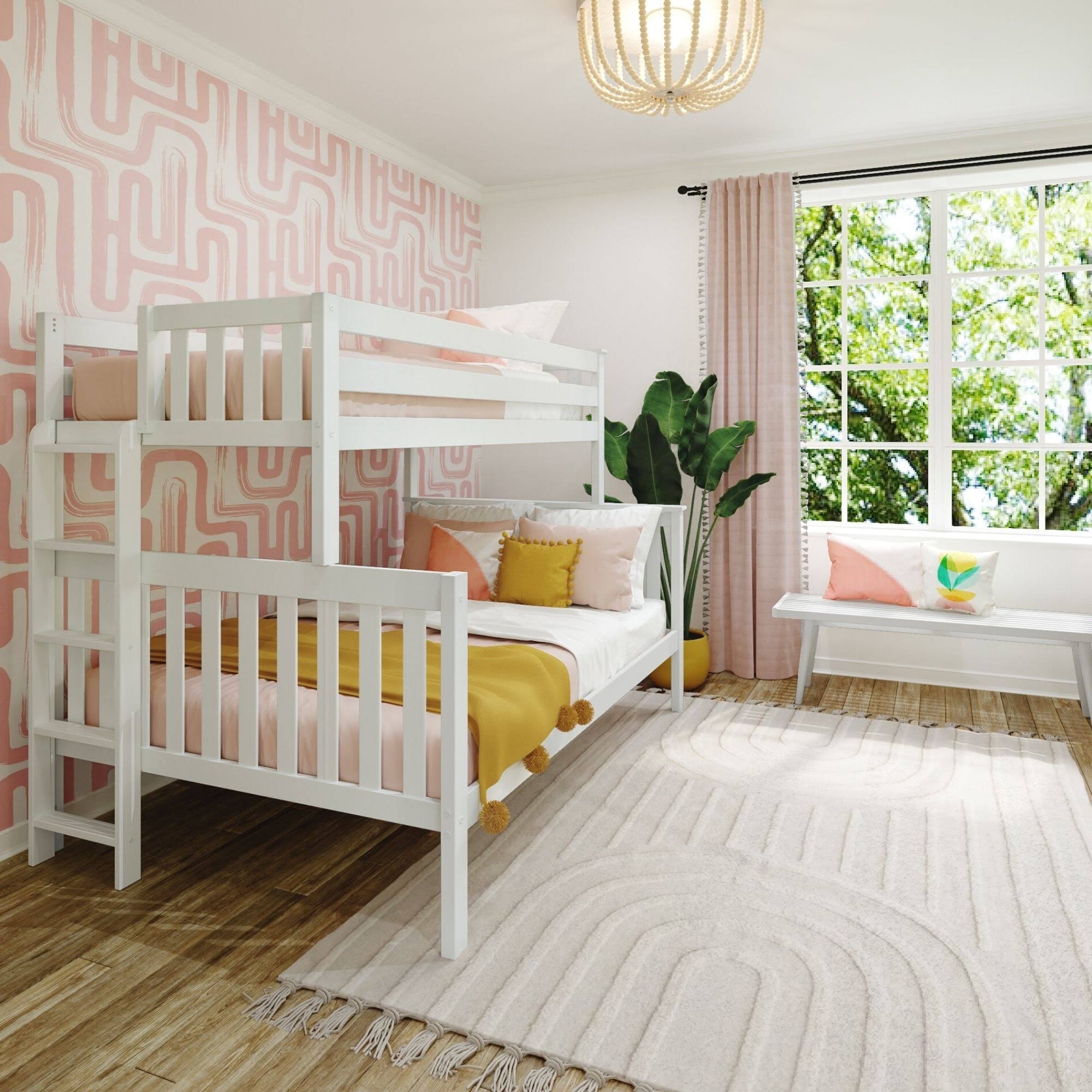 Twin Over Full Bunk Bed With Ladder On End - White | Max & J6_TVWXJA8L