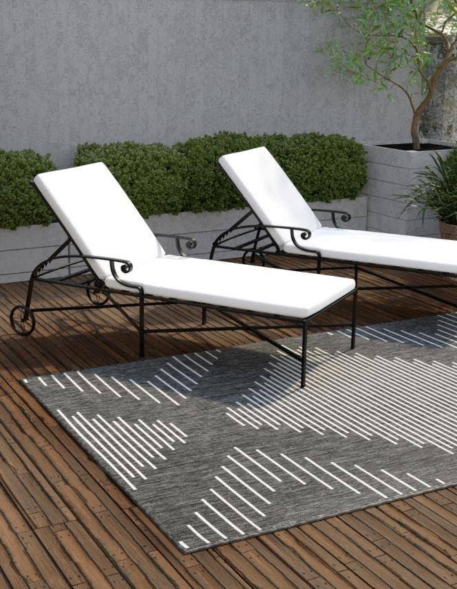 Unique Loom Outdoor Modern 13 Ft Square Charcoal Gray Gray Geometric Area Rug Indoor Outdoor 4X_I67ALWMF