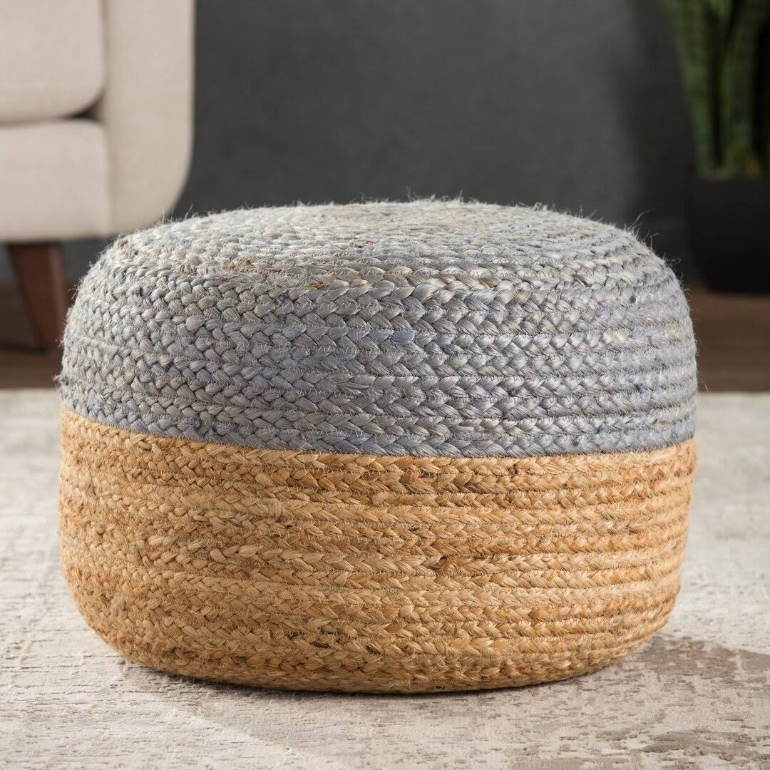 Teele 18 Wide Round Pouf Ottoman Fabric: Light Gray/Q6_ABUGCEVG