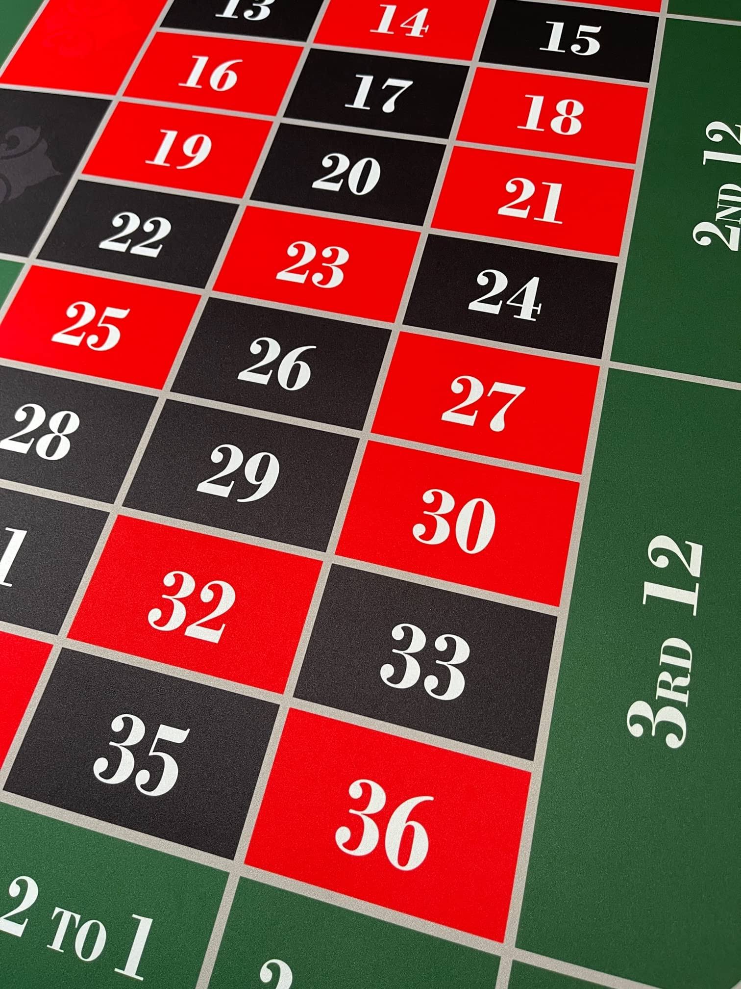 The Gaming Mat Company Roulette Table Mat For Casino Home Game Nights- Deluxe Vegas Roulette Table 35.5 X 71 X 0.12- Big Mats Smooth RJ_BLK3PRWG