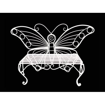 Hi-Line Gift Ltd. Butterfly Metal Garden Bench - NP_HRZKTEAL