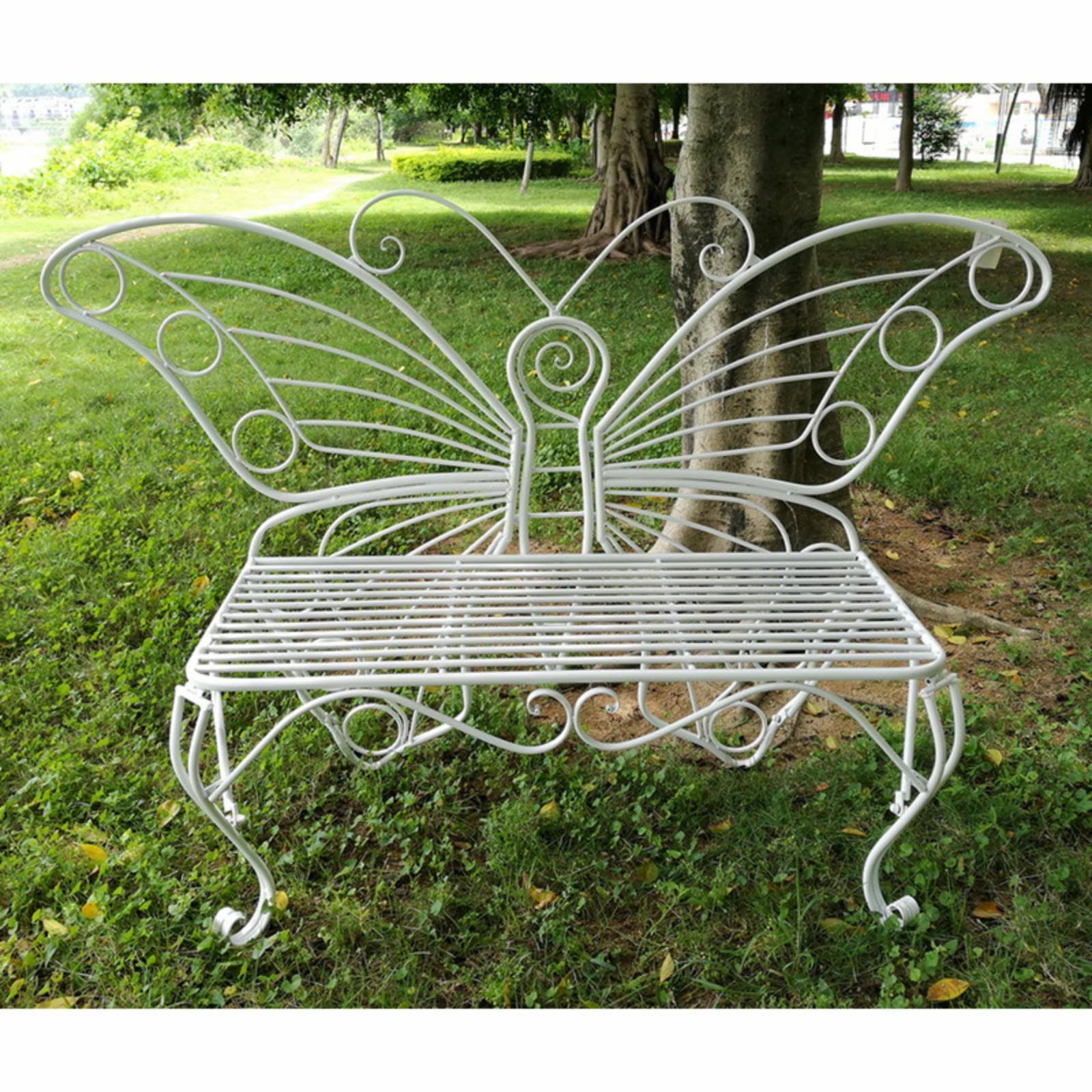 Hi-Line Gift Ltd. Butterfly Metal Garden Bench - NP_HRZKTEAL