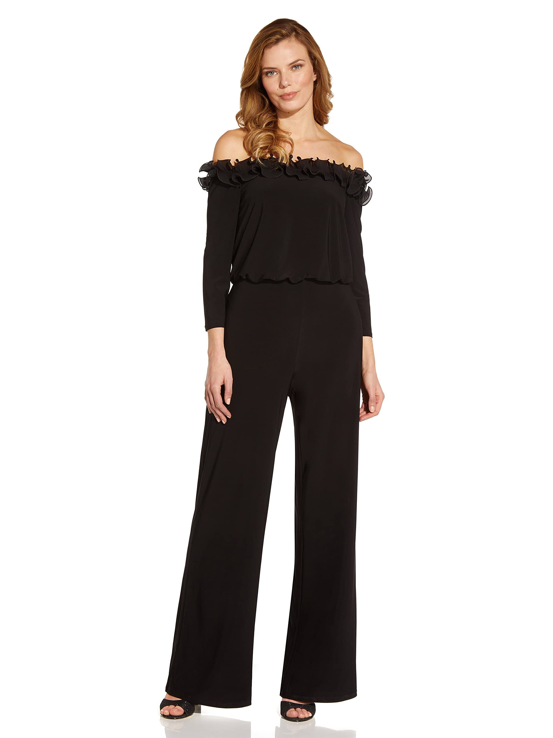 Adrianna Papell Signature Blouson Jumpsuit, Black, Size: X1_SRI0FACX