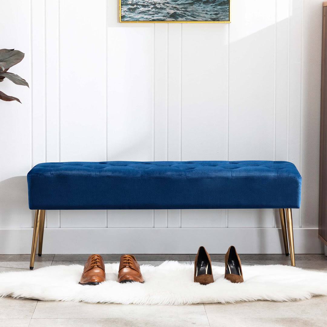 Aghvarth Upholstered Bench Mercer41 Color: Dark Blue TW_AVGMEPXJ