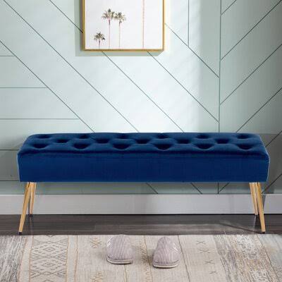 Aghvarth Upholstered Bench Mercer41 Color: Dark Blue TW_AVGMEPXJ